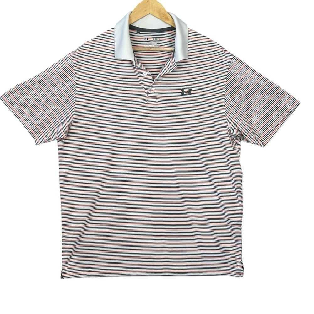 Under Armour Adult Mens Orange Short Sleeves Polo Shirt XL Golf Rugby